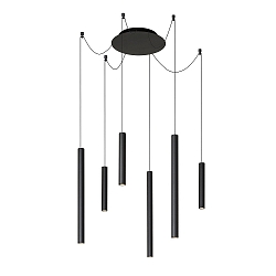 pendant luminaire LORENZ LED 6 flames IP20, black dimmable