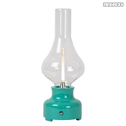 table lamp JASON LED round IP20, transparent, turquoise dimmable