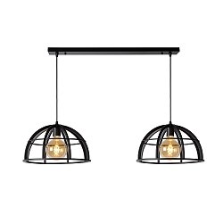 pendant luminaire DIKRA 2 flames, square E27 IP20, black