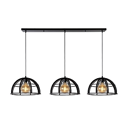 pendant luminaire DIKRA 3 flames, round E27 IP20, black