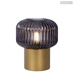 table lamp JANY round E14 IP20, gold matt, brass, smoky colour 