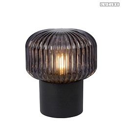 table lamp JANY round E14 IP20, smoky colour, black 