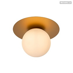 ceiling luminaire TRICIA round E27 IP20, gold matt, brass, opal
