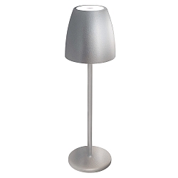 battery table lamp TAVOLA PREMIUM with USB connection, with touch dimmer, magnetic mounting IP54, silver dimmable