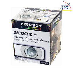 Recessed ring set DECOCLIC, round, opening  6.8cm, incl. socket + MM26642 (dimmable), white