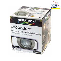 Recessed ring set DECOCLIC, round, opening  6.8cm, incl. socket + MM26642 (dimmable), brushed iron