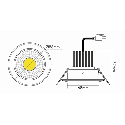 LED Einbau-Spot A 5068 S, IP40, rund, � 8.8cm, CRi >90, schwenkbar, dimmbar C, 12W 3000K 38�, Nickel geb�rstet 
