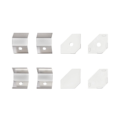 Ersatzkit f�r Alu Eck-Profil 3 TP/OP, Endkappen + Befestigungsclips, wei�