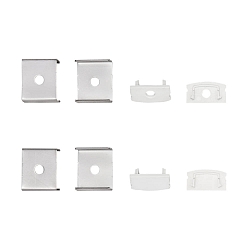 Ersatzkit f�r Alu U-Profil 2 TP/OP, Endkappen + Befestigungsclips, wei�