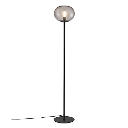 Stehleuchte ALTON, IP20, 150cm, E27, mundgeblasenes Glas, mit Schnurschalter, Rauchglas / schwarz