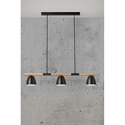 Pendant luminaire THEO, 3 flames, GU10, black