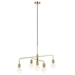 Pendant luminaire GLOOM, 5 flames, E27, brass