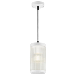 Outdoor Design-Pendelleuchte COUPAR , IP33, E27, Aluminium / gerippter PVC-Diffusor, wei�