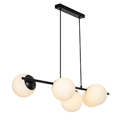 Pendelleuchte LILLY, 5-flammig, E14, IP20, schwarz / Glas opalwei�