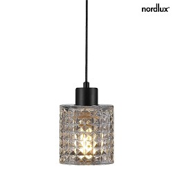 Nordlux Pendant luminaire HOLLYWOOD, height 17.7cm, shade  10.8cm, pendulum 300cm, E27, clear / black