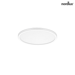 Nordlux LED Deckenleuchte OJA 29 - mit MOODMAKER Dimmung, Ø 29.4cm / Höhe 2.3cm, 18W 3000K 1600lm 125cd 120°, Weiß