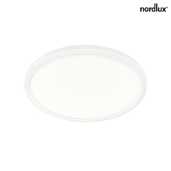 Nordlux LED-Deckenleuchte PLANURA, Ø 42.4cm, Höhe 2.3cm, 22W 2700K 2100lm 120°, mit MOODMAKER Dimmung, Weiß