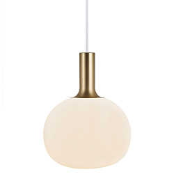 Pendelleuchte ALTON 25, Schirm � 25cm / H 33cm, E27, mundgeblasenes Glas, Opalglas / messing + schwarz