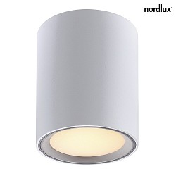Nordlux LED Deckenleuchte FALLON LONG, Höhe 12cm, Ø 10cm, 8.5W 2700K 500lm 110°, MOODMAKER Schaltung, Dimmbar, Weiß / Stahl