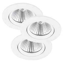 Nordlux LED Einbau-Downlight FREMONT IP23 3er-Set, jeweils � 8.5cm, 5.5W 2700K 345lm 36�, schwenkbar 12�, Wei�