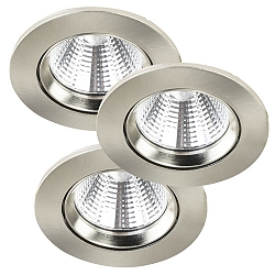 Nordlux LED Einbau-Downlight FREMONT IP23 3er-Set, jeweils � 8.5cm, 5.5W 2700K 345lm 36�, schwenkbar 12�, Geb�rsteter Stahl