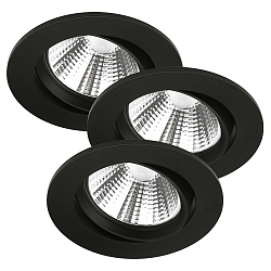 Nordlux LED Recessed Downlight FREMONT IP23 Set of 3, each � 8.5cm, 5.5W 4000K 345lm 36�, swiveling 12�, black
