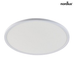 Nordlux LED Deckenleuchte OJA 42 - IP54, dimmbar, Ø 42.4cm / Höhe 2.3cm, 24W 2700K 2150lm 120°, Weiß