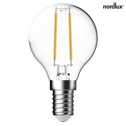 LED Filament light bulb, E14, G45, 4W, 2700K, 470lm, glass clear