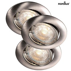 Nordlux LED Einbaustrahler RECESS LED, 3er Set, 3W COB LED, GU10, 3000K, 260lm, IP23, Stahl gebrstet