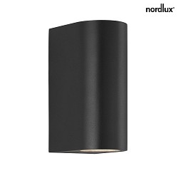 Nordlux LED-Wandleuchte ASBOL Außenleuchte IP44, Up/Down, Höhe 15cm, Breite 6.7cm, Tiefe 9.5cm, 2x 5W 3000K, 97°, Schwarz / Klar