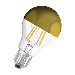 LED Kopfspiegel-Filamentlampe CLASSIC MIRROR A60 CL GOLD, E27, 4W 2700K 420lm 300�, schaltbar, gold matt / klar