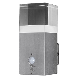 LED Au�enwandleuchte ENDURA STYLE CRYSTAL WALL SENSOR, IP44, indirekt, 4.9W 3000K 400lm, Edelstahloptik / PMMA matt-klar