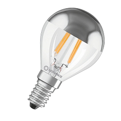 LED Filamentlampe CLASSIC P MIRROR P 4W 827 FIL SIL Birnenform E14