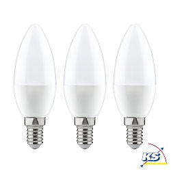 3er-Set LED Kerzenlampe, E14, 4W 2700K 250lm, wei / opal, Kerzenform