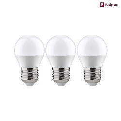 3er-Pack LED Tropfenlampe G45, 230V, E27, 3.5W 2700K 250lm, weiß / opal