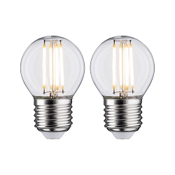 2er-Set LED Filament Tropfenform P45, 230V, E27, 5W 2700K 470lm, klar