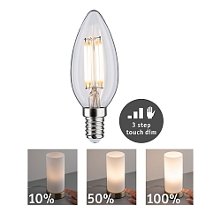 LED Filament Kerze B35, 230V, E14, 5W 2700K 432lm, 3-stufig dimmbar, Glas klar