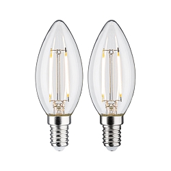 2er-Set LED Filament Kerzenlampe, 230V, E14, 2.7W 2700K 250lm, klar