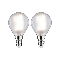 LED Filamentlampe Tropfenform, E14, 4,8W, 4000K, 470lm, matt, 2er-Pack