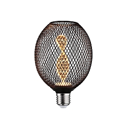 LED Deko-Filament METALLIC GLOW GLOBE HELIX, E27, 3.5W 1800K 110lm, Metallkorb, schaltbar, schwarz