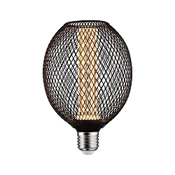 LED Deko-Filament METALLIC GLOW GLOBE SPIRAL, E27, 4.2W 1800K 200lm, Metallkorb, schaltbar, schwarz