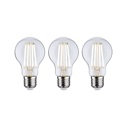 3er Set LED Filament Birnenform ECO-LINE AGL, E27, 4W 3000K 840lm, schaltbar, klar