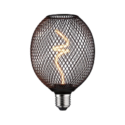 LED Leuchtmittel METALLIC GLOW GLOBE, E27, 4W 1800K 160lm, 3-step dimmbar, Metallkorb, schaltbar, schwarz