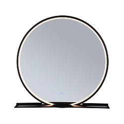 mirror with lighting MIRO � 50CM round, with frame, tunable white, with shelf IP44, black matt 