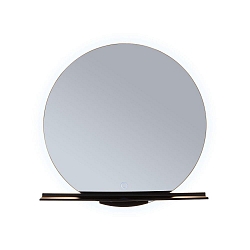 mirror with lighting MIRO � 50CM round, without frame, tunable white, with shelf IP44, black matt 