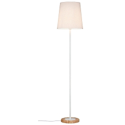 Stehleuchte NEORDIC STELLAN, 1-flammig, mit Stoffschirm Wei� / Holz