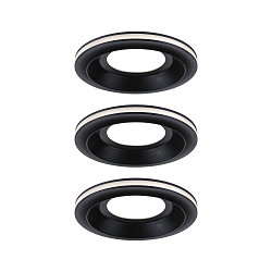 LED Einbauleuchte SORMUS, 100�, 3er Set, rund, 6,5W, 3000K, 560lm, IP65, schwarz matt