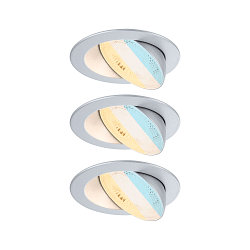 LED Einbaustrahler AUMUS, 36�, 3er Set, rund, schwenkbar, 5W, 2700-6500K, 750lm, IP20, dimmbar, chrom matt