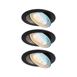LED Einbaustrahler AUMUS, 36�, 3er Set, rund, schwenkbar, 5W, 2700-6500K, 750lm, IP20, dimmbar, schwarz matt