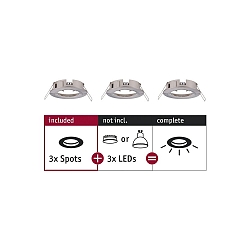 3er-Set Einbauleuchte CHOOSE, starr, IP44, 230V, max. 3x 10W �5.1cm, Eisen geb�rstet
